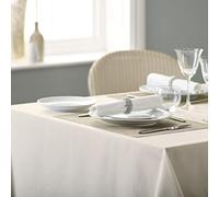Vision Linens 100% Spun Polyester Plain Design Coloured Tablecloth, Dining Table Cover for Square & Rectangular Tables, Stain Resistant, Machine Washable, Ivory - 137 x 228cm
