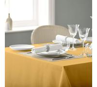Vision Linens 100% Spun Polyester Plain Design Coloured Tablecloth, Dining Table Cover for Square & Rectangular Tables, Stain Resistant, Machine Washable, New Gold - 137 x 178cm
