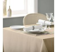 Vision Linens 100% Spun Polyester Plain Design Coloured Tablecloth, Dining Table Cover for Square & Rectangular Tables, Stain Resistant, Machine Washable, Biscuit - 137 x 228cm