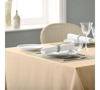 Vision Linens 100% Spun Polyester Plain Design Coloured Tablecloth, Dining Table Cover for Square & Rectangular Tables, Stain Resistant, Machine Washable, Vanilla - 137 x 178cm