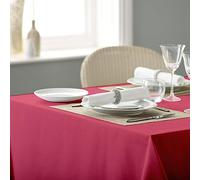 Vision Linens 100% Spun Polyester Plain Design Coloured Tablecloth, Dining Table Cover for Square & Rectangular Tables, Stain Resistant, Machine Washable, Chilli - 137 x 178cm