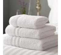 Vision Linens 100% Turkish Combed Cotton White Towel Set Bale (2X Hand Towels, 2X Bath Sheets), 650GSM Thickness, Luxury Hotel Quality, Durable, Excellent Absorbency, Elegant Ribbed Header Bar