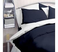 Vision Linens 144 Thread Count Polycotton Plain Navy Blue Coloured King 236cm x 228cm (93” x 90”) Duvet Cover & 2 Housewife Pillowcases Set, Lightweight, Ideal For Summer, Easy Care, Durable