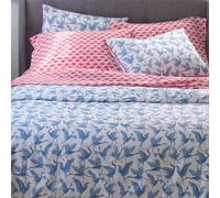 Vision Linens Family Of Cranes Blue Pattern 1x Double (200 x 200cm) White Duvet Cover & 2x Matching Pillowcase Set, Soft, Sustainable, Modern, Stylish, 100% Cotton, Machine Washable
