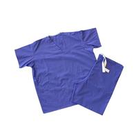 Vision Linens Healthcare Scrub Suit Set Medical Uniform Unisex Polycotton Reversible, Top & Trousers With Pockets, Blue, Colour Trim & Ties, Large Size