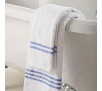 Vision Linens Hotel-Grade Leisure Pool Hand Towel - Size 50 x 90CM, Ideal For Gyms, Spas, Poolside, Bathrooms, Decorative Two Blue Header Bars, 420 GSM Polycotton Blend