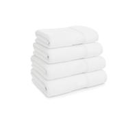 Vision Linens Liddell Classic Bathroom 1x Face Cloth, 1x Hand Towel, 1x Bath Towel & 1x Bath Sheet Bundle Set | Pack of 4 | White | 100% Cotton 700 GSM | Soft & Luxurious