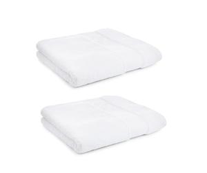Vision Linens Liddell Classic Bathroom 2 X Bath Sheet Bundle Set | Pack of 2 | White | 100% Cotton 700 GSM | 100cm x 150cm | Soft & Luxurious
