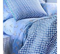 Vision Linens Petite Painted Blue Check 1x Single (135 x 200cm) Duvet Cover & 1x Matching Pillowcase Set, Modern, Stylish, Soft, 100% Cotton, Sustainable, Machine Washable