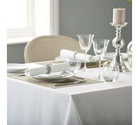 Vision Linens Plain White 100% Spun Polyester Rectangular Tablecloth 132 x 178cm (52” x 70”), 244 GSM, Easy Care, Stain Resistant, Machine Washable, Ideal for Restaurants and Hospitality