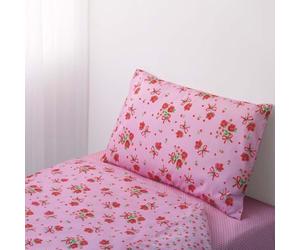 Vision Linens Strawberry Rose Pink Patterned Children's/Infant Duvet Cover & Matching Pillowcase Bedding Set, Super Soft, 100% Cotton, Machine Washable, Single Size - 140 x 200cm