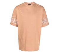 Vision Of Super flame-embroidered cotton T-shirt - Brown S