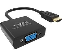 VISION Professional installation-grade HDMI to VGA adaptor maximum resolution 1920 x 1080 - does not convert VGA to HDMI - HDMI (M) to VGA (F) - outer diameter 5.0 mm - overall length 230 mm - black