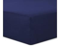 VISION - Set of 2 fitted sheets 90 x 200 cm - Colour: Navy - 100% cotton: 57 threads - 4 elasticated corners - 30 cm corner