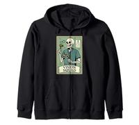 Vision Squad Tarot Card Skeleton Retro Optometry Aesthetic Zip Hoodie