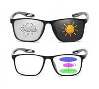 Vision Sync Multifocal Reading Glasses for Men Women-Photochromic Progressive Sunglasses with Filter Blue Light(Black,+2.50)