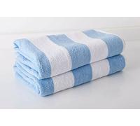 Vision Textiles 100% Cotton Classic Striped Light Blue Stripe Super Soft Quick Dry Beach Towels (75 x 145 cm), Pack of 4