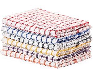 Vision Textiles Night Dreamz Terry Tea Towel Pack of 12- Soft, Super Absorbent and Lint Free Kitchen Towels- 100% Cotton Dish Cloth (Small Check (35 x 60cm))