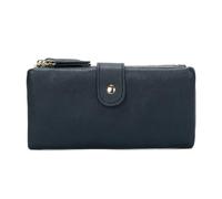 Vision Textiles Women's Navy Ladies Purse Wallet with Double Zipped Compartments, Press Button Strap Closure, Multiple Card Slots, Zip Coin Pockets
