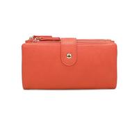 Vision Textiles Women's Orange Solid Ladies Purse Wallet with Double Zipped Compartments, Press Button Strap Closure, Multiple Card Slots, Zip Coin Pockets