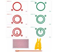 Vision Training Kit with 6 Red Green Fusion Cards, Red Green Glasses for Eye Coordination, 6 Variable Vector Cards with Circular Patterns, Guide Pointer and Rabbit Stand, Eye Training Glasses Set