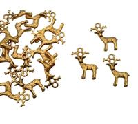 Vision4ever 10x Golden Tibetan Silver Reindeer Charms Xmas Pendant Festive Christmas