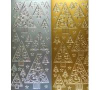 Vision4ever 1Pcs Christmas Trees Peel Off Sticker Sheet Silver Gold Card Making Craft Easy to Use and Apply