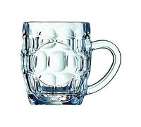 Vision4ever 1Pcs Clear Glass Half Pint Beer Glass Mug Traditional Handled Dimple Glass with Attractive Looks Useful for Wine Juice Coffe Tea