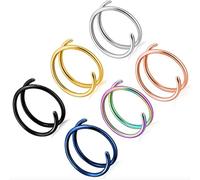 Vision4ever 1pcs Double Spiral Ring Stainless Steel Tragus Ear Lip Silver Gold Nose Hoop Piercing Easy To Use and Cleans