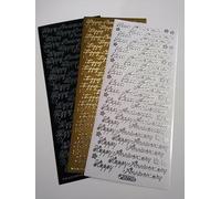 Vision4ever 1Pcs Gold Color 8mm Pretty Happy Anniversary Peel Off Stickers Gold Silver Card Making Easy to Use and Stick