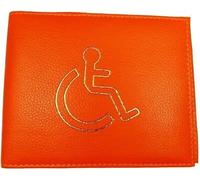Vision4ever 1Pcs Leather Disabled Badge Holder Wallet Parking Blue Disability Cover Wallet Badge Wallet Protector Disabled Parking Permit Cover (Orange)
