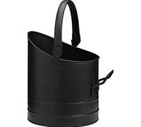 Vision4ever 1Pcs Round Coal Hod Scuttle Fireplace Ash Bin Black Iron Bucket Fire Log Wood Storage