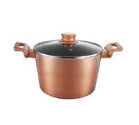 Vision4ever 1x 26Cm Non Stick Soup Stock Pot Casserole Lid Copper Effect Pan Glass Useful for Kitchen