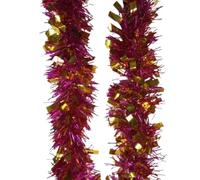 Vision4ever 1x 2M Hot Pink & Gold Tinsel Christmas Tree Decorations X'Mas Garland Christmas Tree Tinsel Decoration (6.5FT)