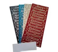 Vision4ever 1x Glitter Black Silver Edge 1.2cm Merry Christmas Peel-Off Stickers - Ideal for Creative Holiday Greetings