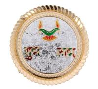 Vision4ever 1x Subh labh Pooja Thali Plate - Aarti Puja Prayer Plate for Hindu Festivals, Diwali, Navratri, Karva Chauth