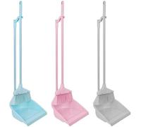 Vision4ever 2 Piece Set Long Handle Dustpan and Brush for Sweeping Cleaning Easy to Cleans (Pink)