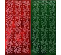 Vision4ever 2 Sheets of Christmas Holly Borders Peel-Offs Red and Green for Crafting, Scrapbooking, and DIY Projects