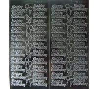 Vision4ever 2 Sheets of Happy Birthday Peel-Offs Both Black 44 in Total with Embellishments for Crafting, Scrapbooking, and DIY Projects