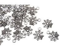 Vision4ever 20 Pcs - 17mm Tibetan Silver Spider 's Web Halloween Charms Spider Gothic Easy To Use and Cleans and Useful for Decorations