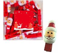 Vision4ever 20Pcs Christmas Santa Wooden Pegs Xmas Card Holder Making Craft Tree Decoration Useful For Christmas