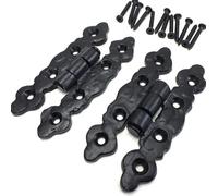 Vision4ever 2x Black Fleur De Lys Hinges Wrought Cast Iron Tudor Snake Hinge Door Cupboard Easy To Use