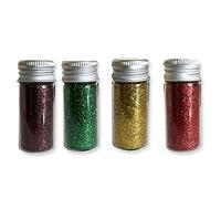 Vision4ever 4Pcs Christmas Fine Glitter Pots Set Kids Art Craft Festive Sparkly Decor Easy To Use and Useful for Decorations