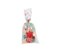 Vision4ever 50 Pcs Christmas Cellophane Cello Loot Bags Sweet Bag Santa Snowflake Snowman Party
