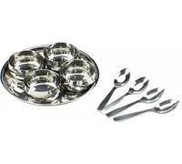 Vision4ever 9-Piece Stainless Steel Chutney Tray & Relish Set - Elegant Pickle Bowls and Dip Dishes for Thali Serving