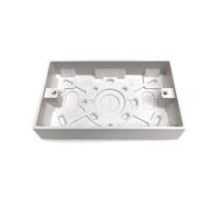 Vision4ever Double Twin 25mm White Wall Pattress Back Box, 2 Gang 13 Amp Electric Socket Surface Mount Box