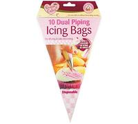 Vision4ever Dual Icing Piping Bags - Pack 10, Disposable Decorating Bags - Perfect for Home Baking, Decorating Cakes, Buns and Cupcakes