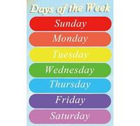 Vision4ever Educational Days Of Week Poster Wall Chart A4 Size Reusable School Revision Easy To Use