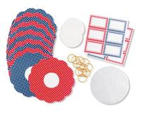Vision4ever Gingham Jam Pot Covers for 1lb Jars | Preserves, Chutney & Pickle Wax Disc Cellophane Covers with Label