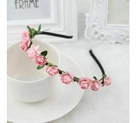 Vision4ever Light Pink Color Rose Flower Head Boho Garlan Girl Beach Crown Elastic Hair Band Headband Wedding With Attractive Looks